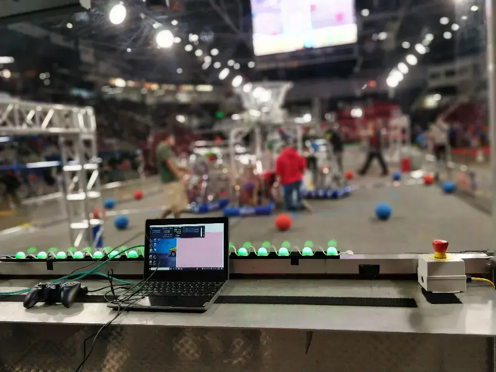 A laptop sitting at the driver's station at the FIRST provincial championships